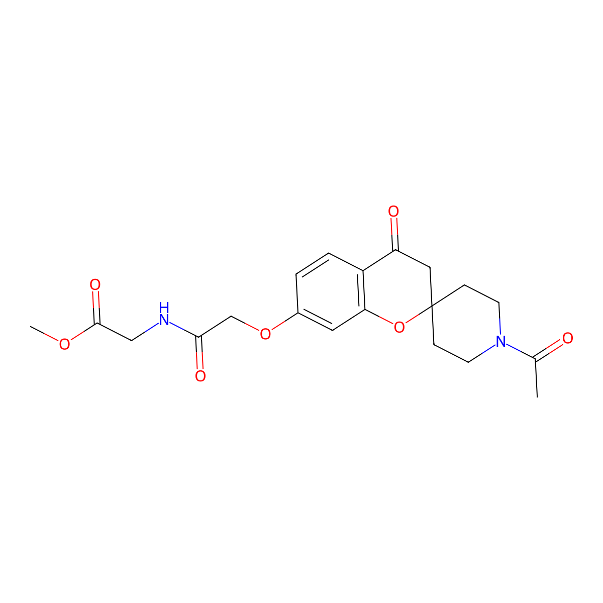 methyl N-{[(1'-acetyl-4-oxo-3,4-dihydrospiro[chromene-2,4'-piperidin]-7-yl)oxy]acetyl}glycinate molecular structure, CAS 1212364-27-6