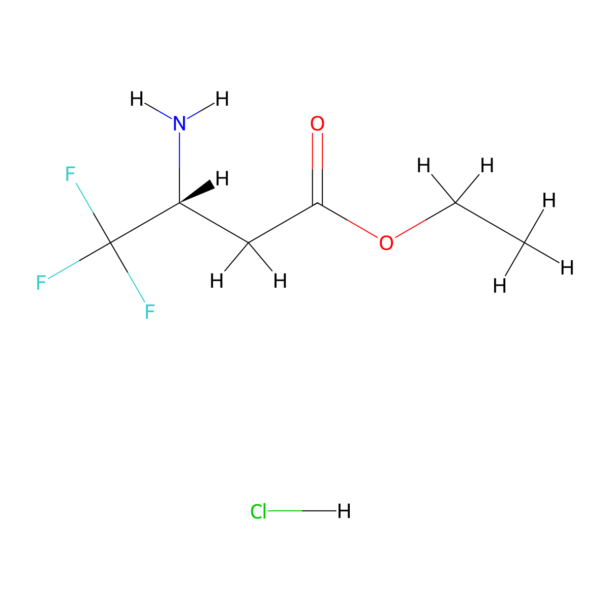 Ethyl (R)-3-amino-4,4,4-trifluorobutanoate hydrochloride molecular structure, CAS 1212365-10-0