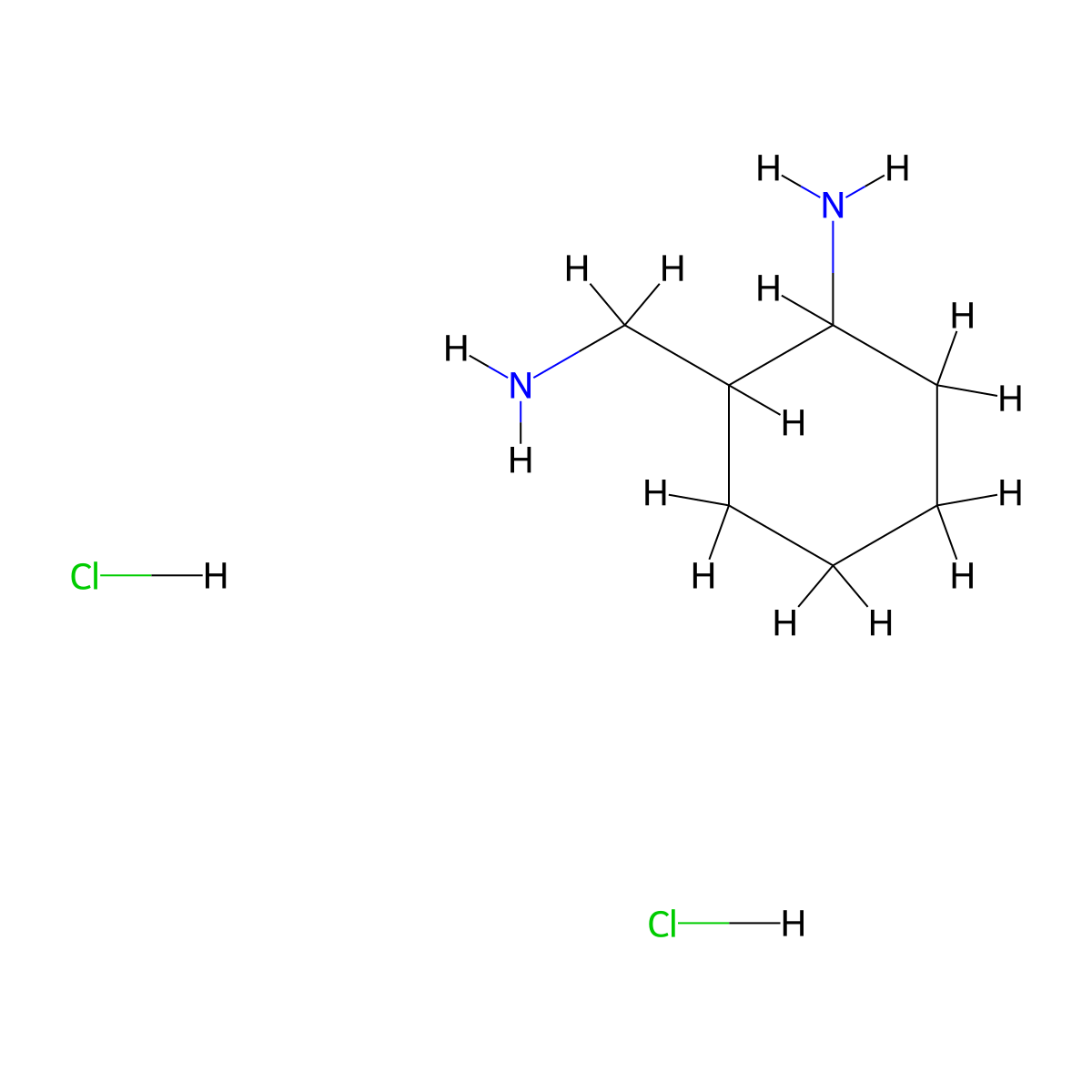 2-(Aminomethyl)cyclohexan-1-amine--hydrogen chloride (1/2) molecular structure, CAS 1212366-42-1