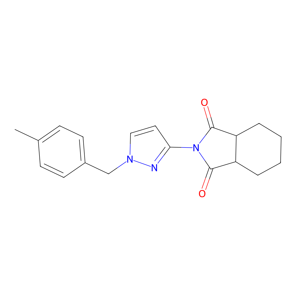 (3aR,7aS)-2-[1-(4-methylbenzyl)-1H-pyrazol-3-yl]hexahydro-1H-isoindole-1,3(2H)-dione molecular structure, CAS 1212367-72-0
