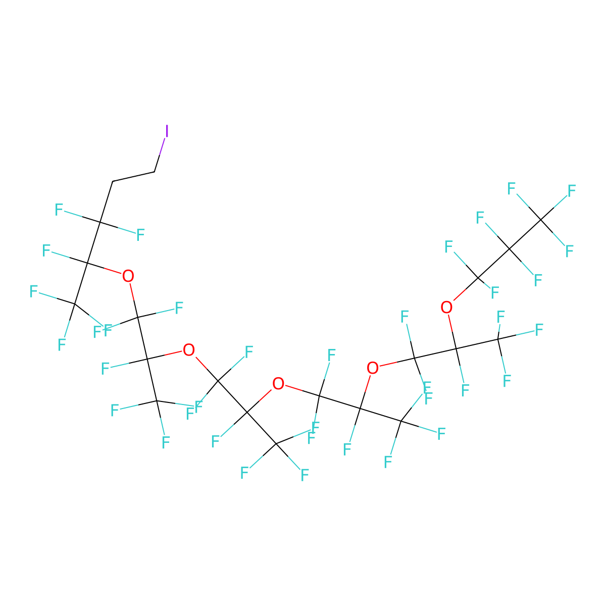 1-Iodo-1H,1H,2H,2H-perfluoro(4,7,10,13,16-pentamethyl-5,8,11,14,17-pentaoxaeicosane) molecular structure, CAS 1212369-20-4