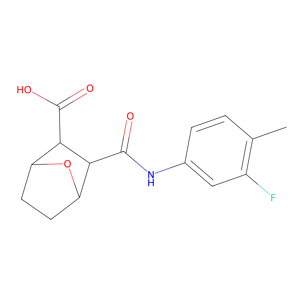 3-[(3-Fluoro-4-methylphenyl)carbamoyl]-7-oxabicyclo[2.2.1]heptane-2-carboxylic acid molecular structure, CAS 1212372-37-6