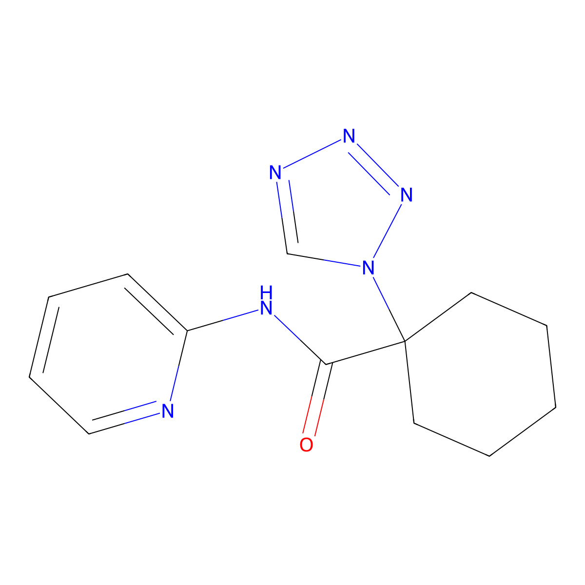 N-(pyridin-2-yl)-1-(1H-tetrazol-1-yl)cyclohexanecarboxamide molecular structure, CAS 1212372-43-4