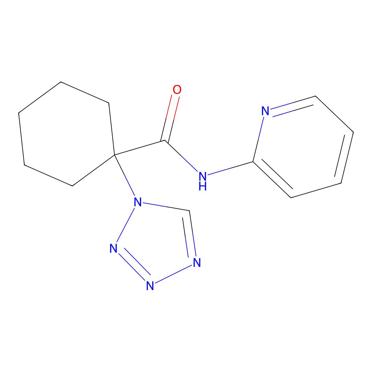 N-(pyridin-2-yl)-1-(1H-tetrazol-1-yl)cyclohexanecarboxamide molecular structure, CAS 1212372-43-4