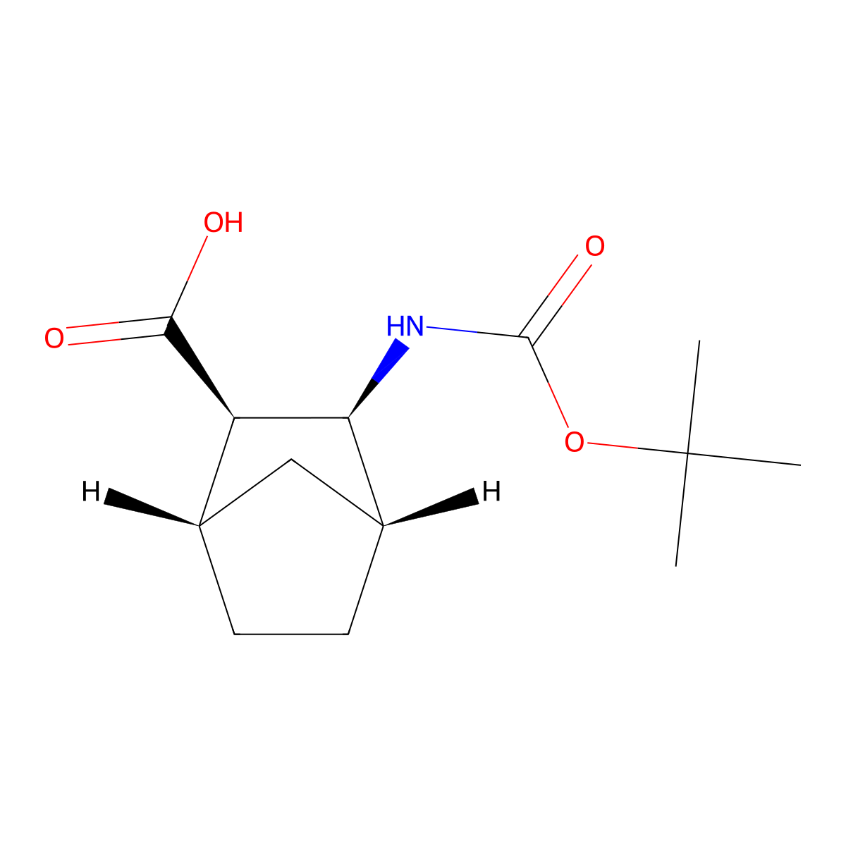 rac-(1S,2R,3S,4R)-3-(((tert-butoxy)carbonyl)amino)bicyclo(2.2.1)heptane-2-carboxylic acid molecular structure, CAS 1212373-01-7
