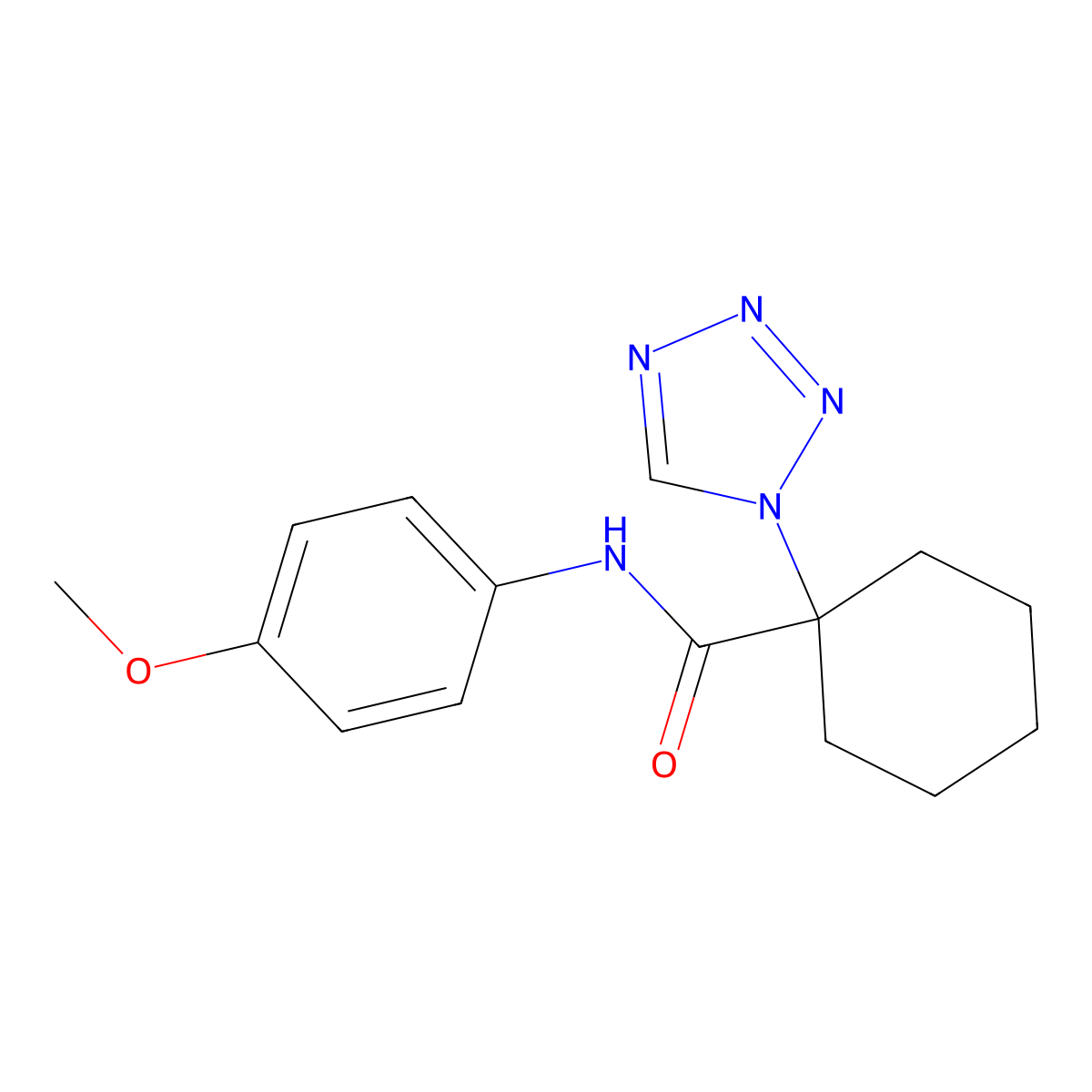 N-(4-methoxyphenyl)-1-(1H-tetrazol-1-yl)cyclohexanecarboxamide molecular structure, CAS 1212375-97-7
