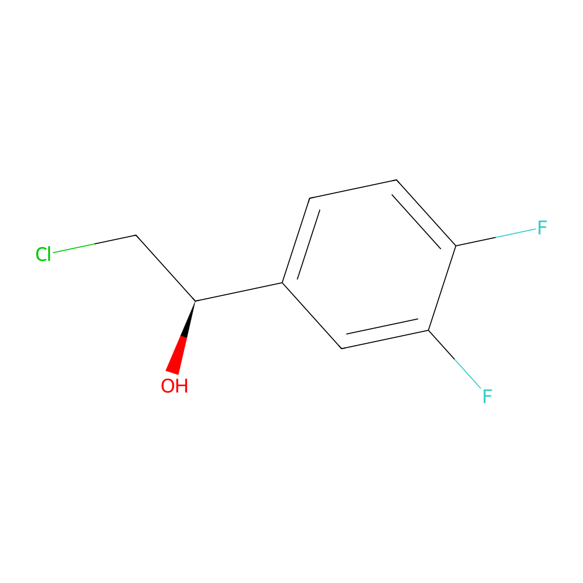(1R)-2-chloro-1-(3,4-difluorophenyl)ethanol molecular structure, CAS 1212376-05-0