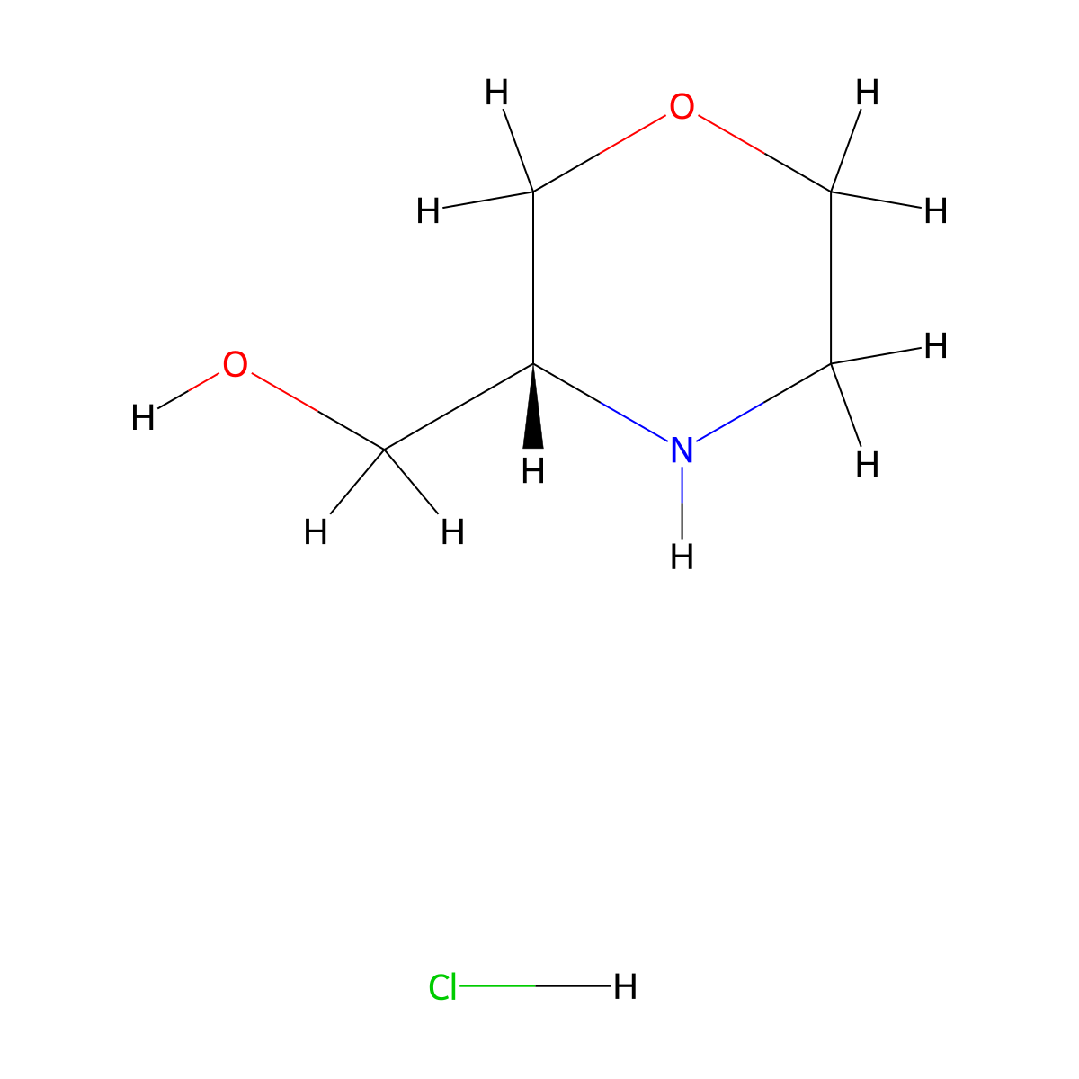 ((3R)-morpholin-3-yl)methanol hydrochloride molecular structure, CAS 1212377-10-0