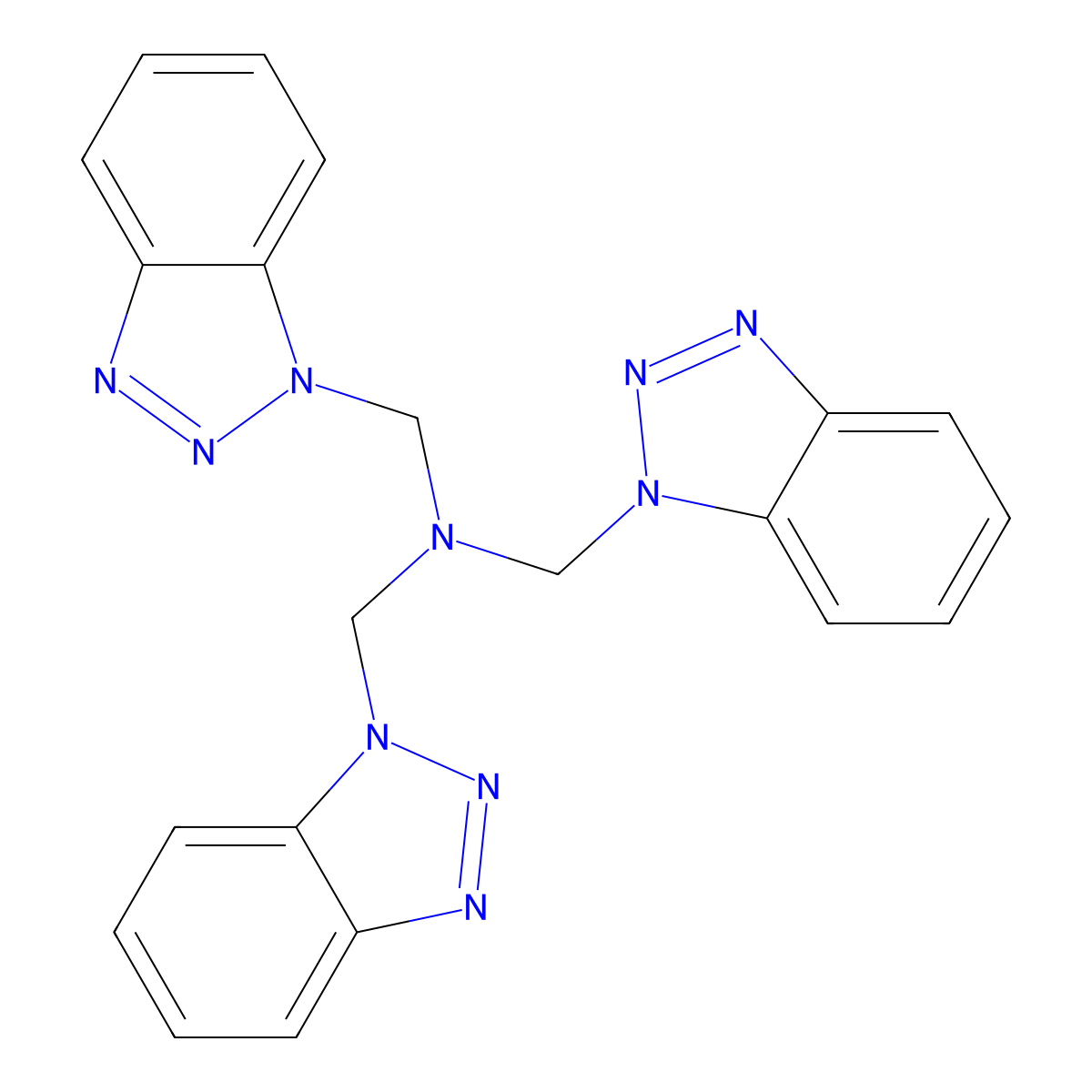 Tris(1H-benzotriazole-1-ylmethyl)amine molecular structure, CAS 121238-82-2