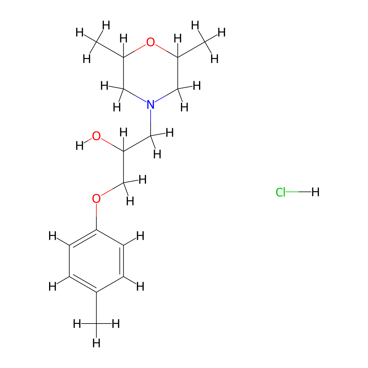1-(2,6-Dimethylmorpholino)-3-(p-tolyloxy)propan-2-ol hydrochloride molecular structure, CAS 1212387-92-2