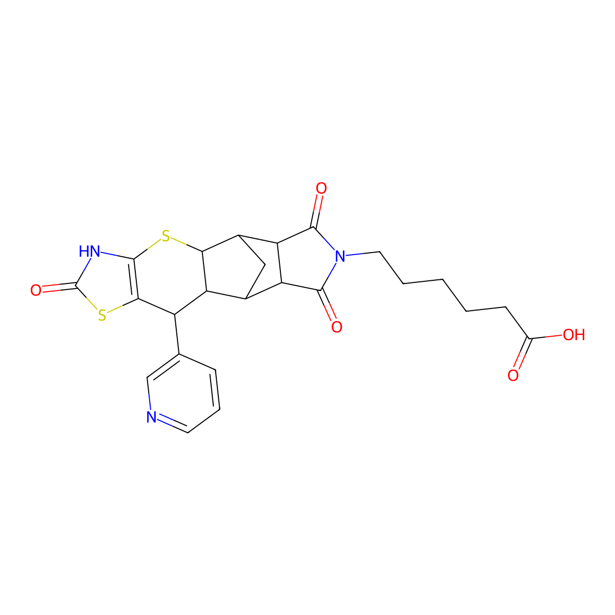6-(2,6,8-trioxo-10-pyridin-3-yl-3,4a,5,5a,6,8,8a,9,9a,10-decahydro-5,9-methano[1,3]thiazolo[5',4':5,6]thiopyrano[2,3-f]isoindol-7(2H)-yl)hexanoic acid molecular structure, CAS 1212388-78-7
