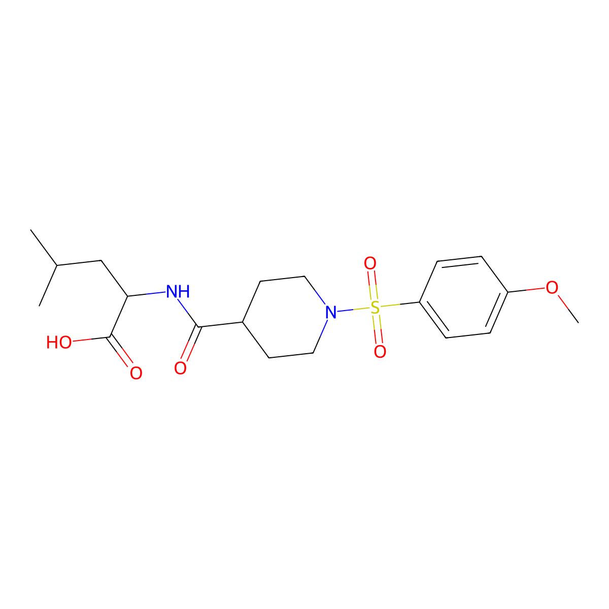 (2S)-2-[[1-(4-methoxyphenyl)sulfonylpiperidine-4-carbonyl]amino]-4-methylpentanoic acid molecular structure, CAS 1212389-18-8