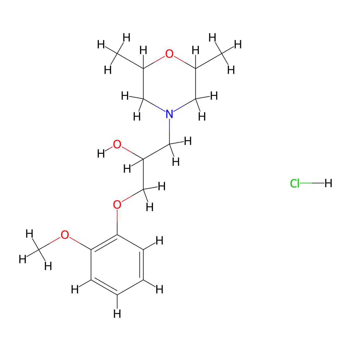 1-(2,6-Dimethylmorpholin-4-yl)-3-(2-methoxyphenoxy)propan-2-ol hydrochloride molecular structure, CAS 1212389-32-6