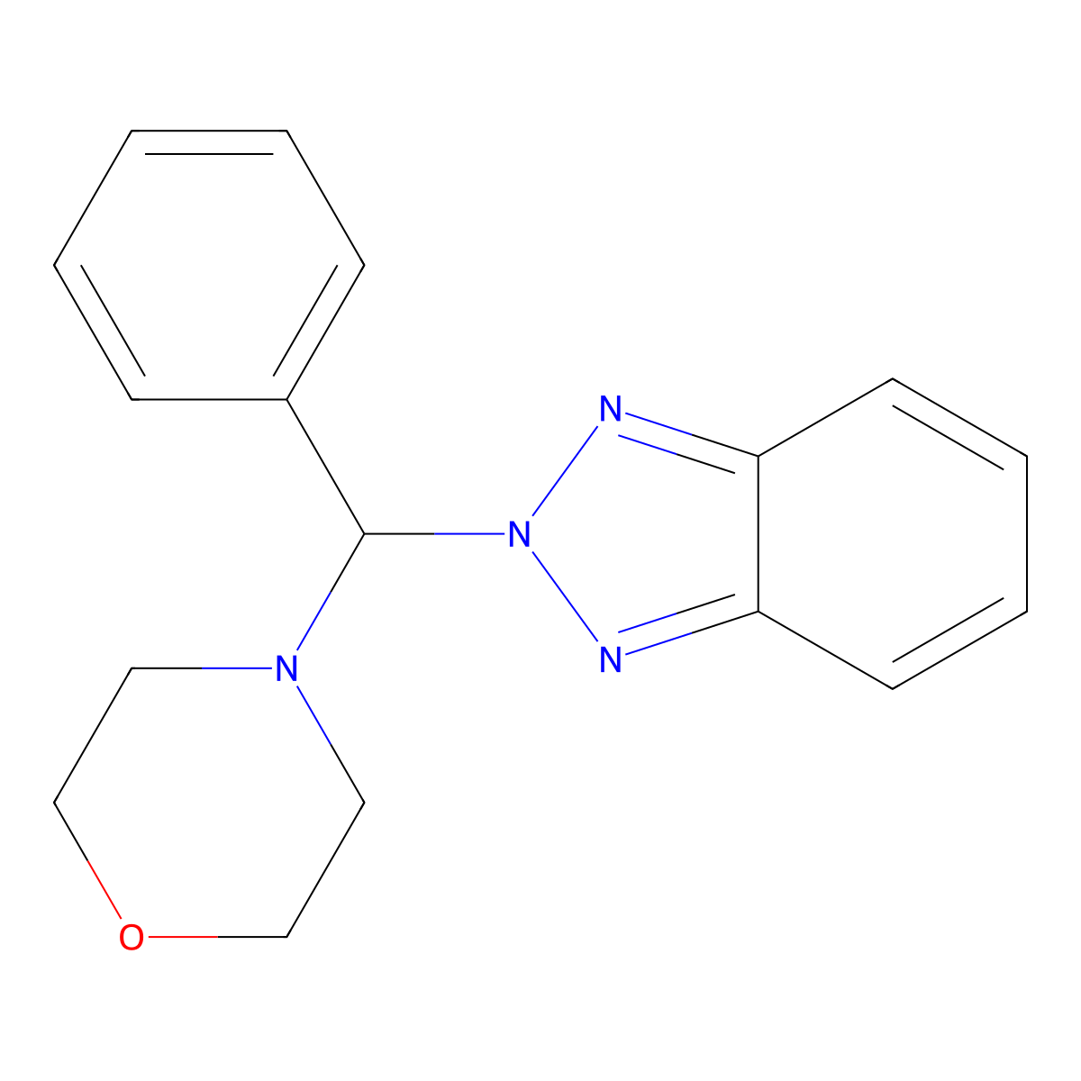 4-((2H-Benzo[d][1,2,3]triazol-2-yl)(phenyl)methyl)morpholine molecular structure, CAS 121239-02-9