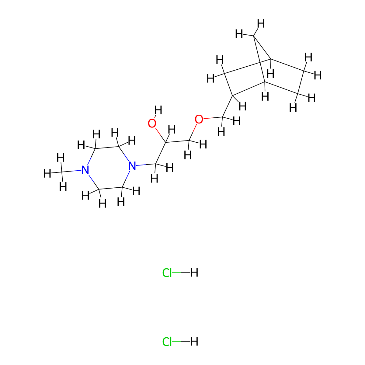 1-((1R,4S)-bicyclo[2.2.1]heptan-2-ylmethoxy)-3-(4-methylpiperazin-1-yl)propan-2-ol dihydrochloride molecular structure, CAS 1212391-37-1