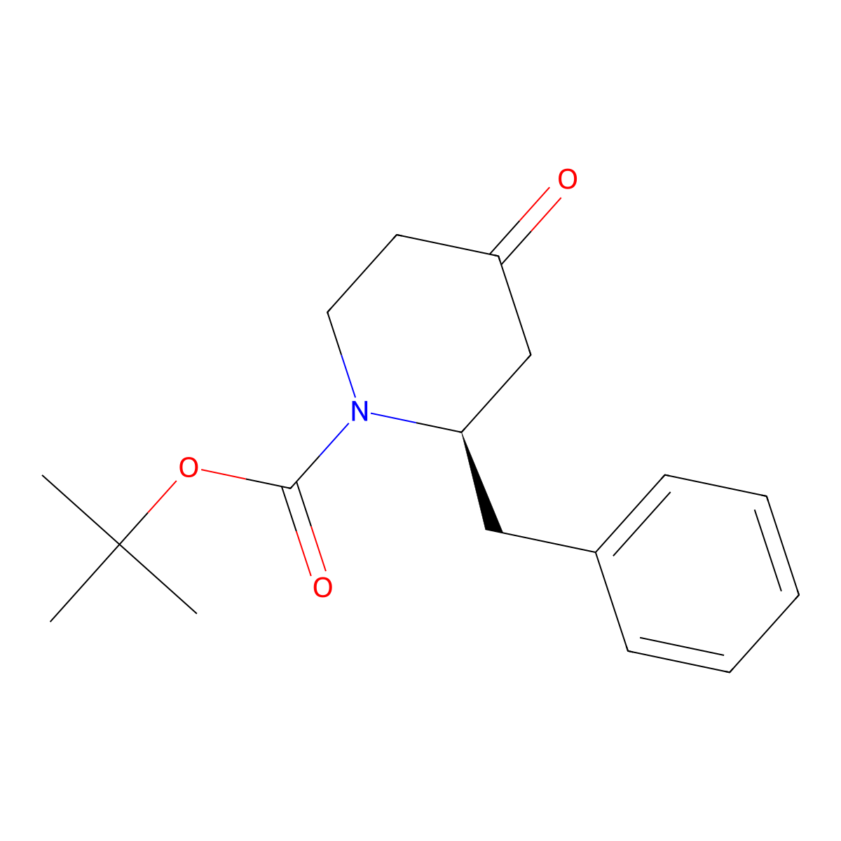 tert-Butyl (2R)-2-benzyl-4-oxopiperidine-1-carboxylate molecular structure, CAS 1212391-70-2