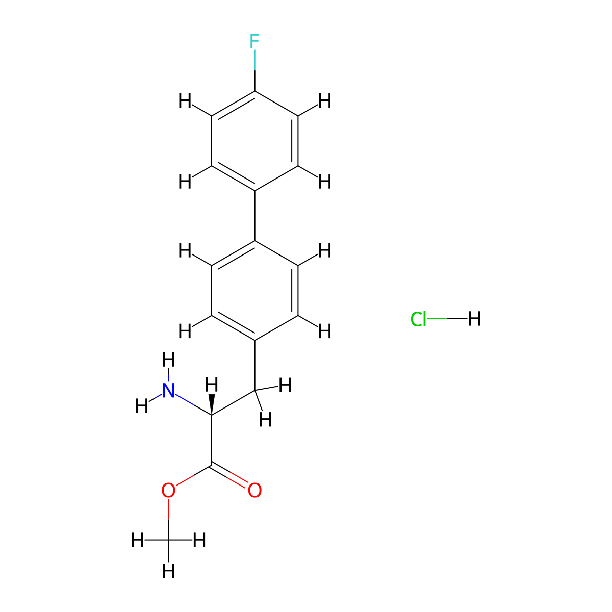 (R)-Methyl 2-amino-3-(4'-fluoro-[1,1'-biphenyl]-4-yl)propanoate hydrochloride molecular structure, CAS 1212392-21-6