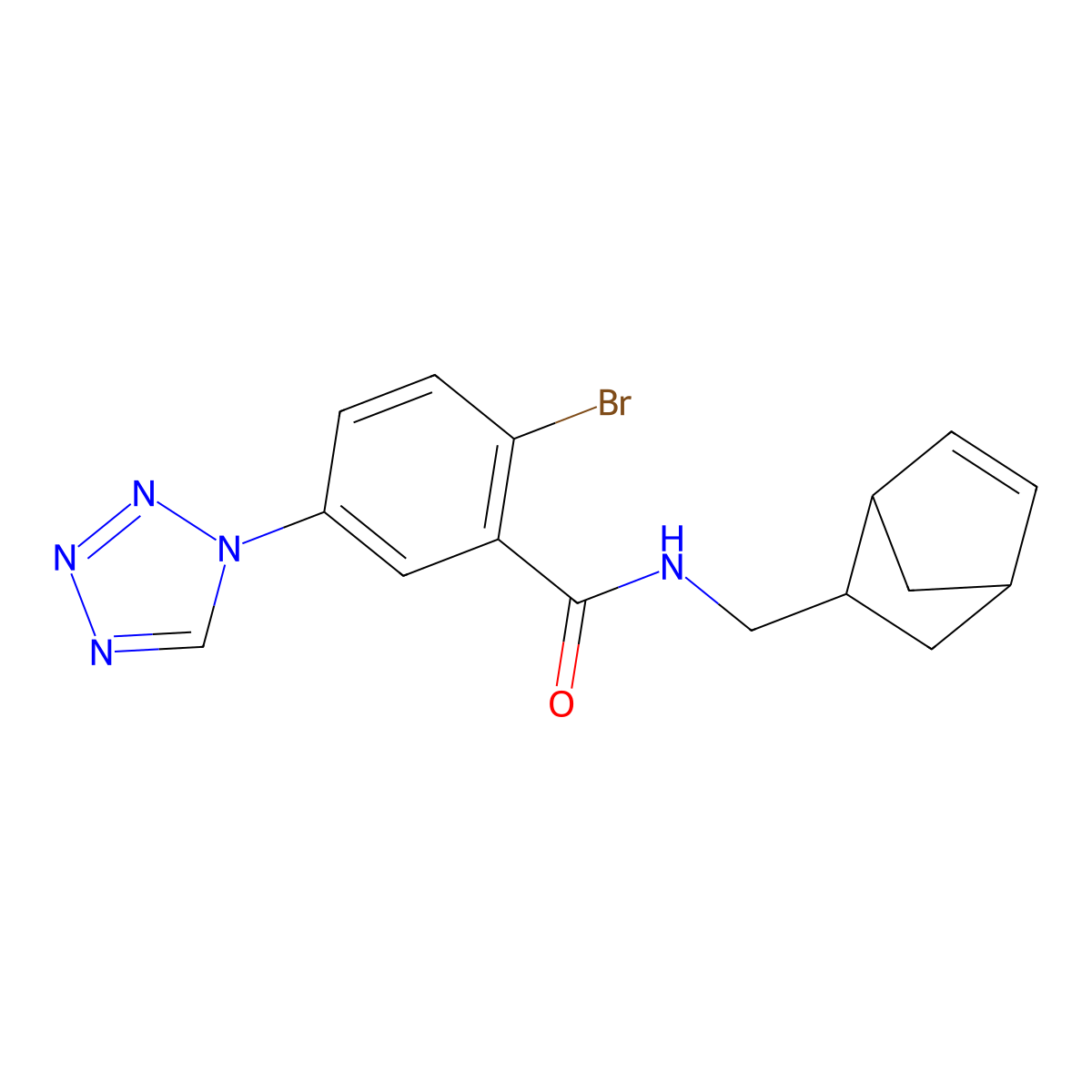 N-(bicyclo[2.2.1]hept-5-en-2-ylmethyl)-2-bromo-5-(1H-tetrazol-1-yl)benzamide molecular structure, CAS 1212399-15-9