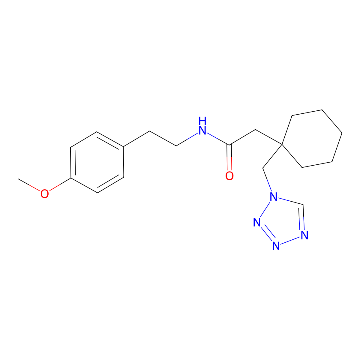 N-[2-(4-methoxyphenyl)ethyl]-2-[1-(1H-tetrazol-1-ylmethyl)cyclohexyl]acetamide molecular structure, CAS 1212399-65-9