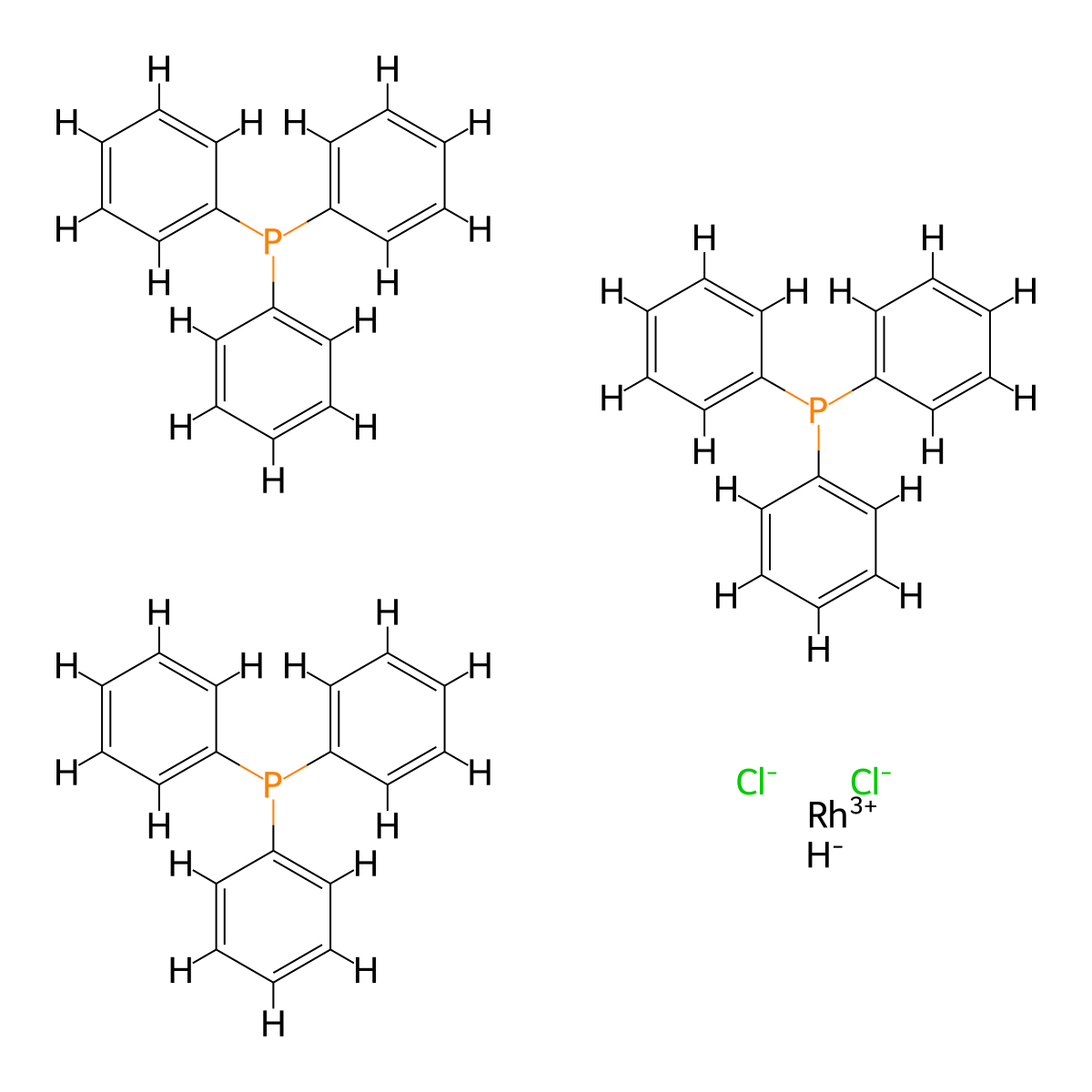 Dichlorohydrotris(triphenylphosphine)rhodium molecular structure, CAS 12124-48-0