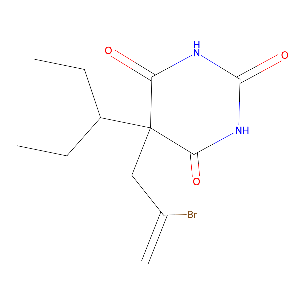 5-(2-Bromoallyl)-5-sec-pentyl-1H,3H,5H-pyrimidine-2,4,6-trione molecular structure, CAS 12124-83-3
