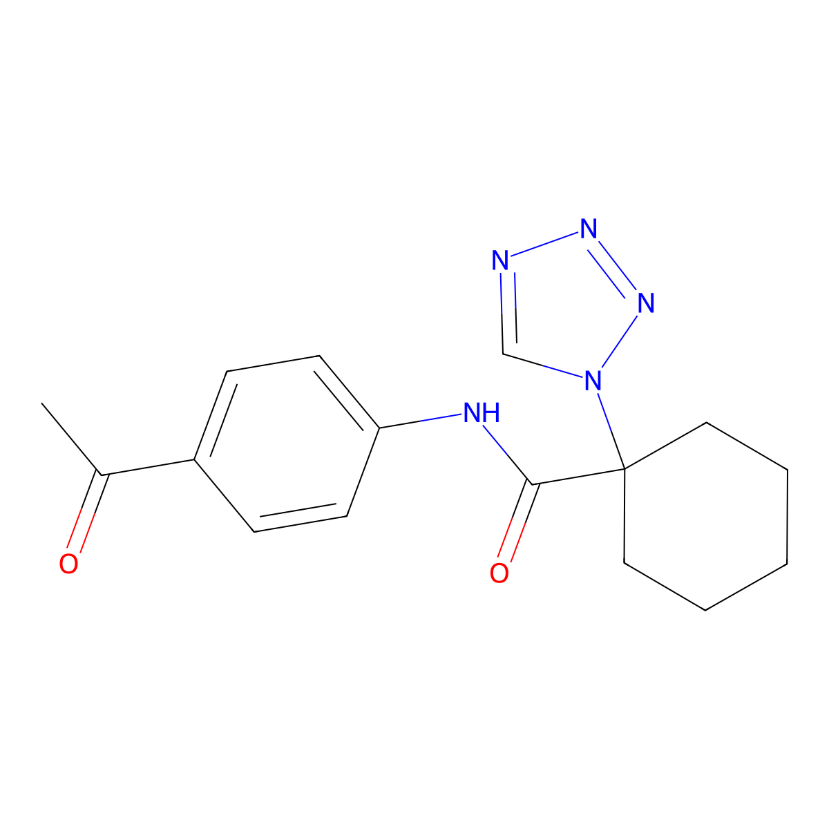 N-(4-acetylphenyl)-1-(1H-tetrazol-1-yl)cyclohexanecarboxamide molecular structure, CAS 1212400-47-9