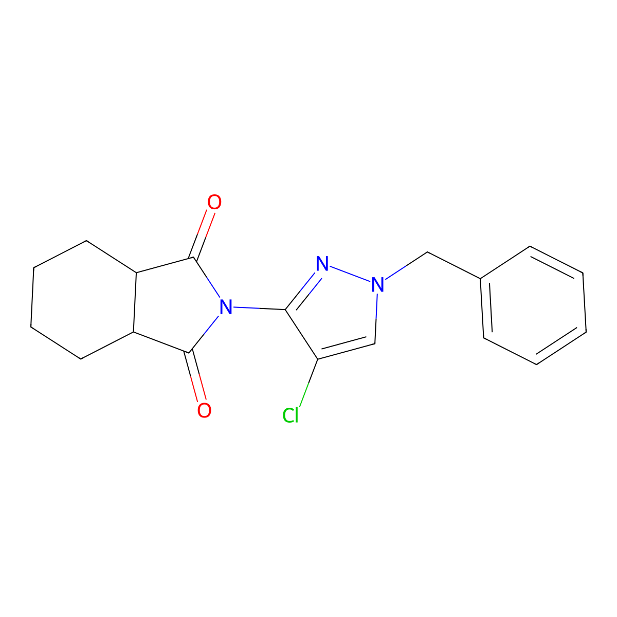 (3aR,7aS)-2-(1-benzyl-4-chloro-1H-pyrazol-3-yl)hexahydro-1H-isoindole-1,3(2H)-dione molecular structure, CAS 1212401-68-7
