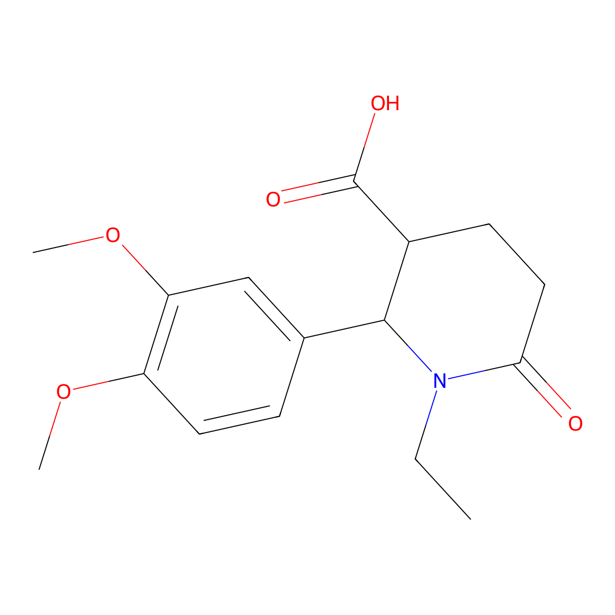 (2R,3R)-2-(3,4-dimethoxyphenyl)-1-ethyl-6-oxopiperidine-3-carboxylic acid molecular structure, CAS 1212402-67-9