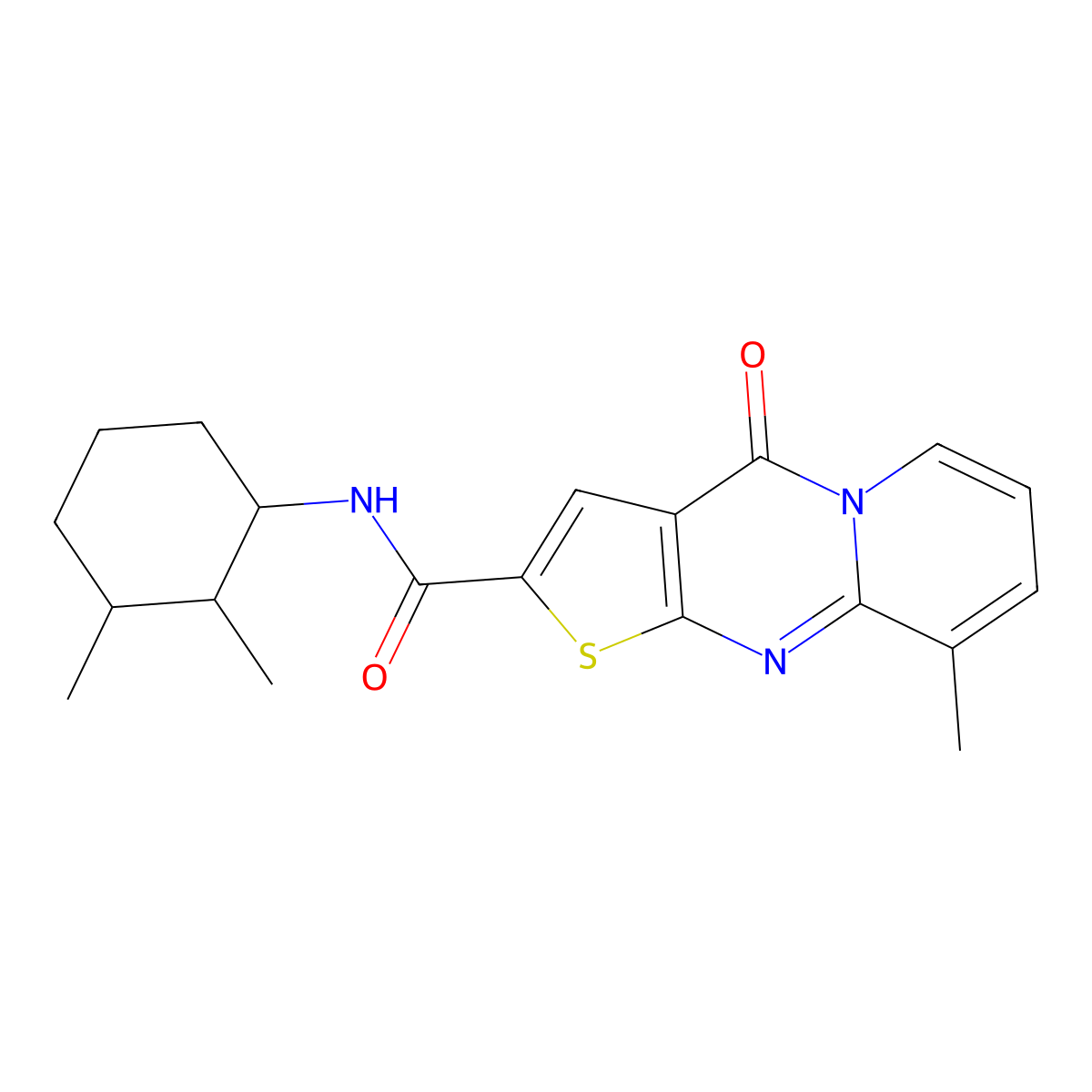 N-(2,3-dimethylcyclohexyl)-9-methyl-4-oxo-4H-pyrido[1,2-a]thieno[2,3-d]pyrimidine-2-carboxamide molecular structure, CAS 1212402-82-8