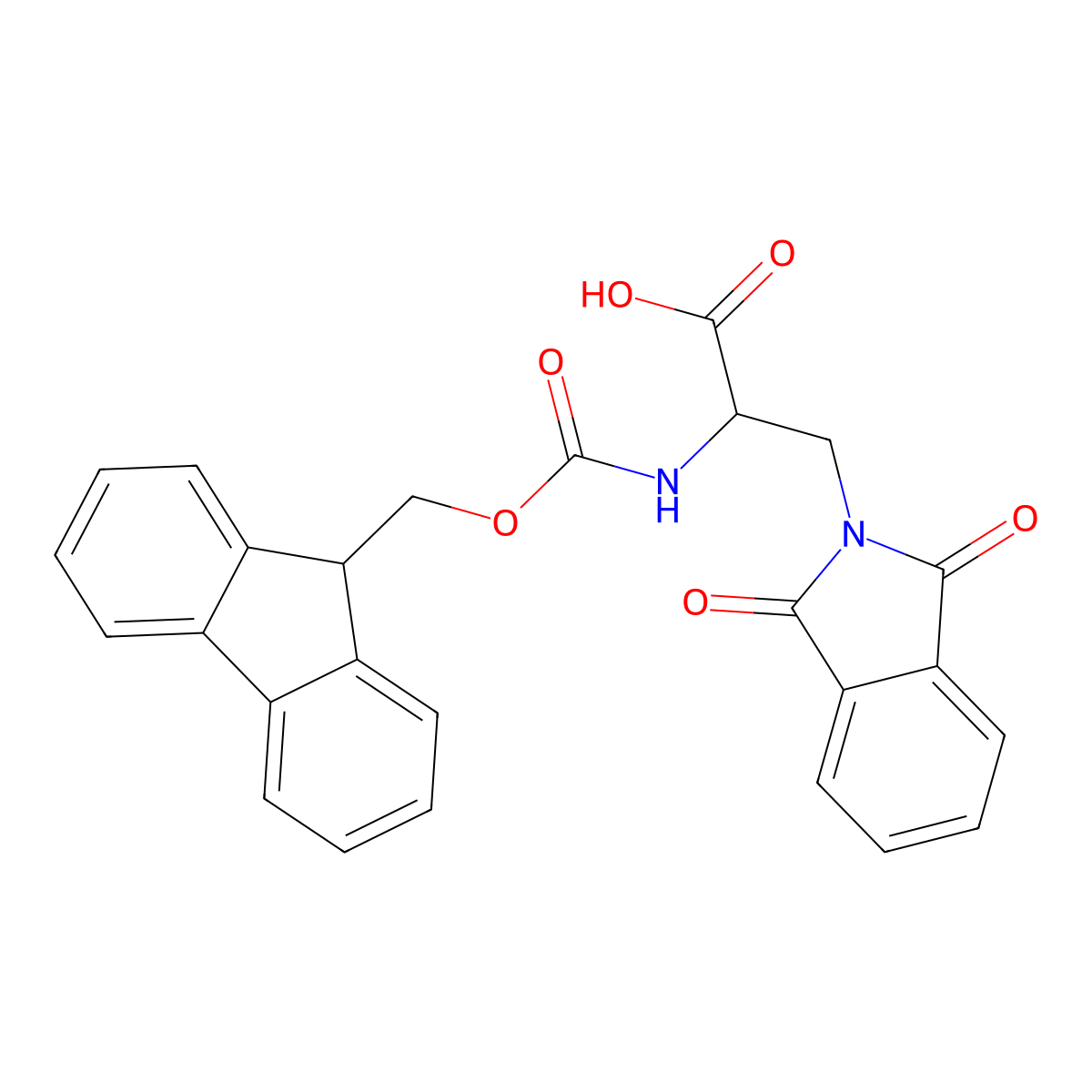 (S)-2-((((9H-Fluoren-9-yl)methoxy)carbonyl)amino)-3-(1,3-dioxoisoindolin-2-yl)propanoic acid molecular structure, CAS 1212405-65-6