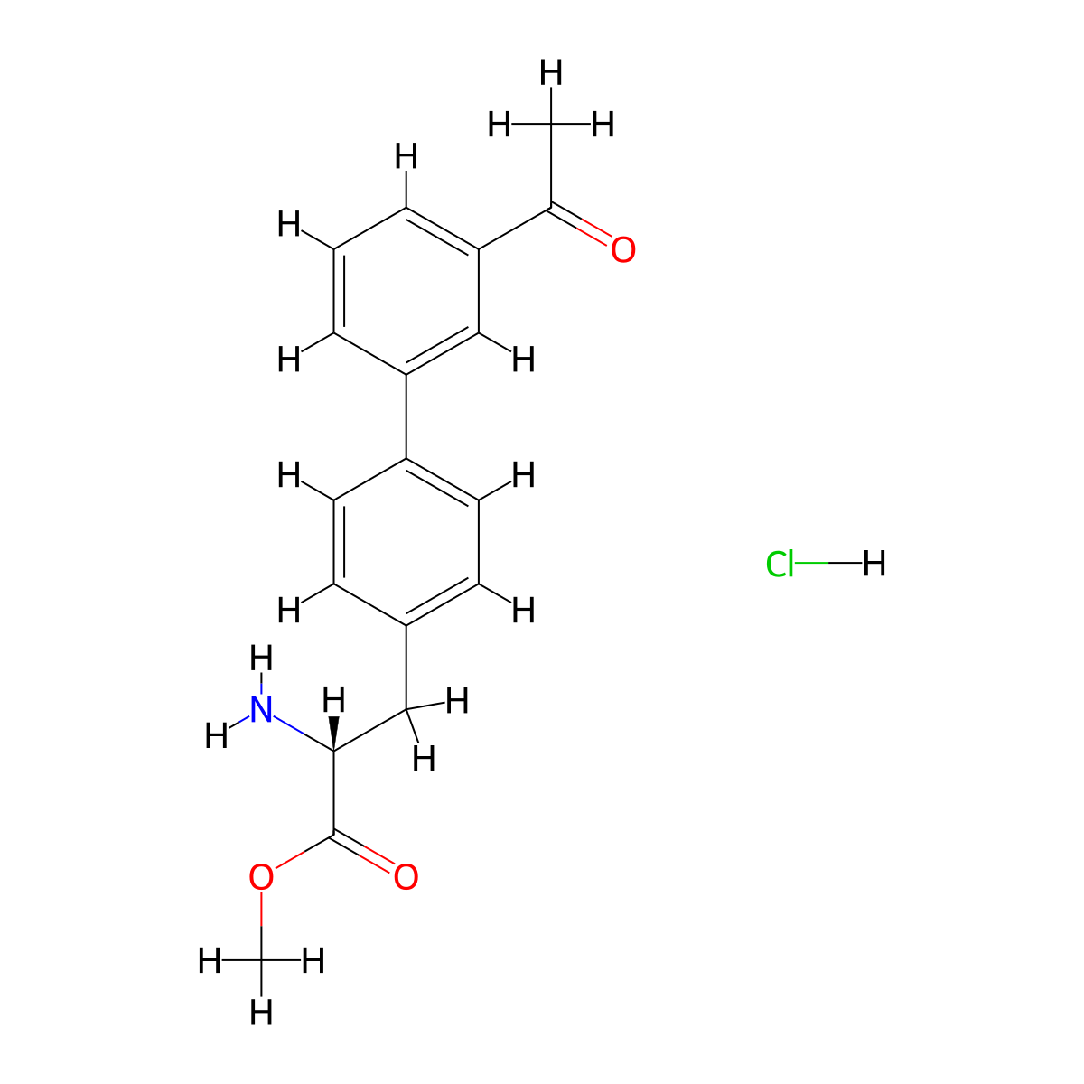 (R)-Methyl 3-(3'-acetylbiphenyl-4-yl)-2-aminopropanoate hydrochloride molecular structure, CAS 1212405-82-7