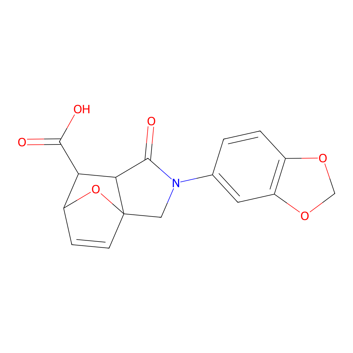 2-(1,3-Benzodioxol-5-yl)-1-oxo-1,2,3,6,7,7a-hexahydro-3a,6-epoxyisoindole-7-carboxylic acid molecular structure, CAS 1212406-35-3