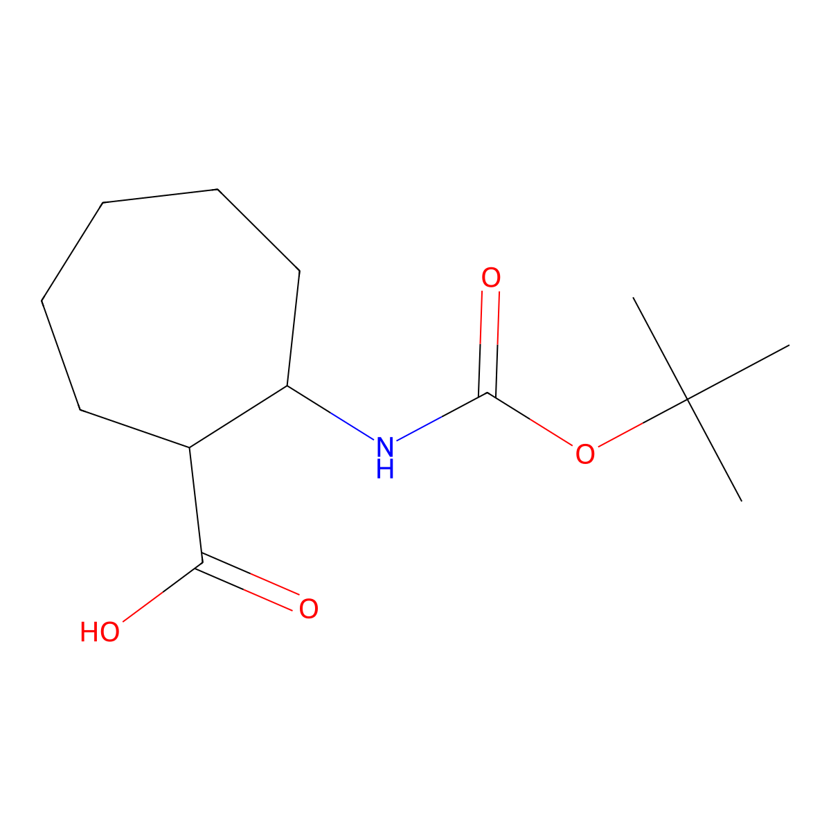 (1R,2S)-Boc-2-aminocyclo-heptanecarboxylic acid molecular structure, CAS 1212407-62-9