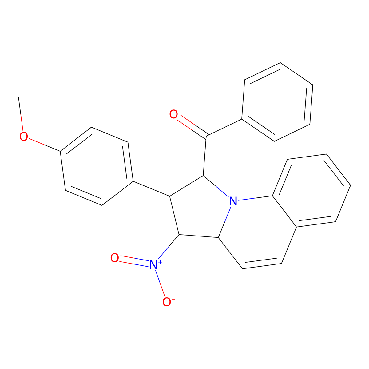 1-benzoyl-2-(4-methoxyphenyl)-3-nitro-1H,2H,3H,3aH-pyrrolo[1,2-a]quinoline molecular structure, CAS 1212409-42-1