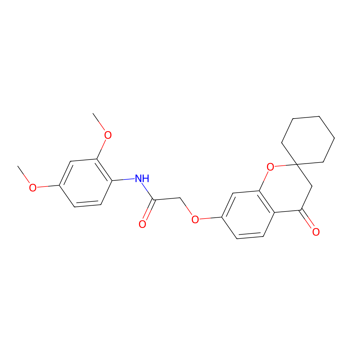 N-(2,4-dimethoxyphenyl)-2-[(4-oxo-3,4-dihydrospiro[chromene-2,1'-cyclohexan]-7-yl)oxy]acetamide molecular structure, CAS 1212410-29-1