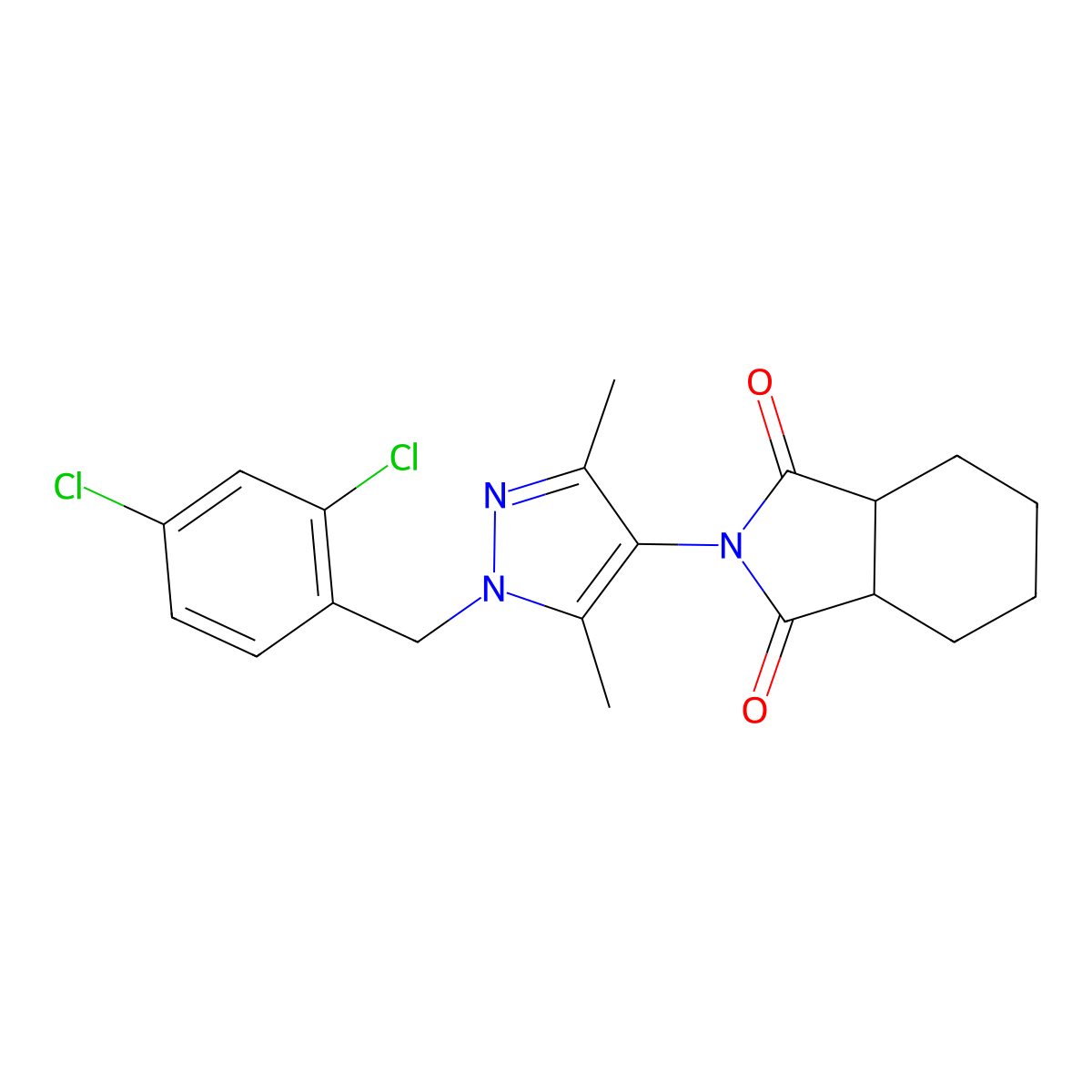 (3aR,7aS)-2-[1-(2,4-dichlorobenzyl)-3,5-dimethyl-1H-pyrazol-4-yl]hexahydro-1H-isoindole-1,3(2H)-dione molecular structure, CAS 1212411-53-4