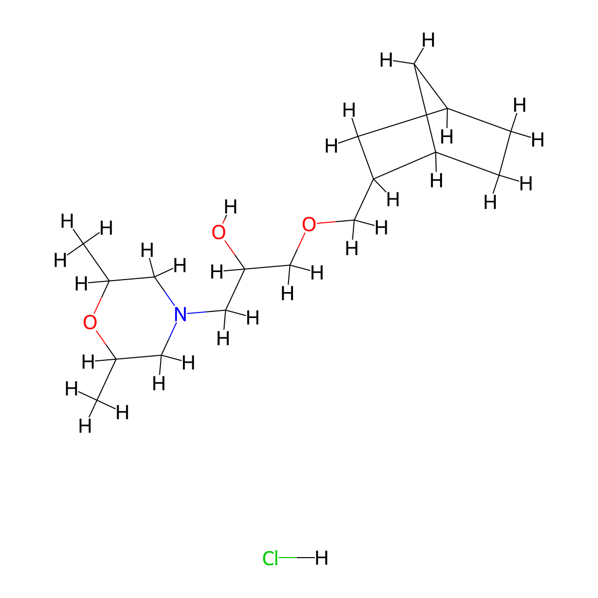1-((1R,4S)-bicyclo[2.2.1]heptan-2-ylmethoxy)-3-(2,6-dimethylmorpholino)propan-2-ol hydrochloride molecular structure, CAS 1212412-69-5