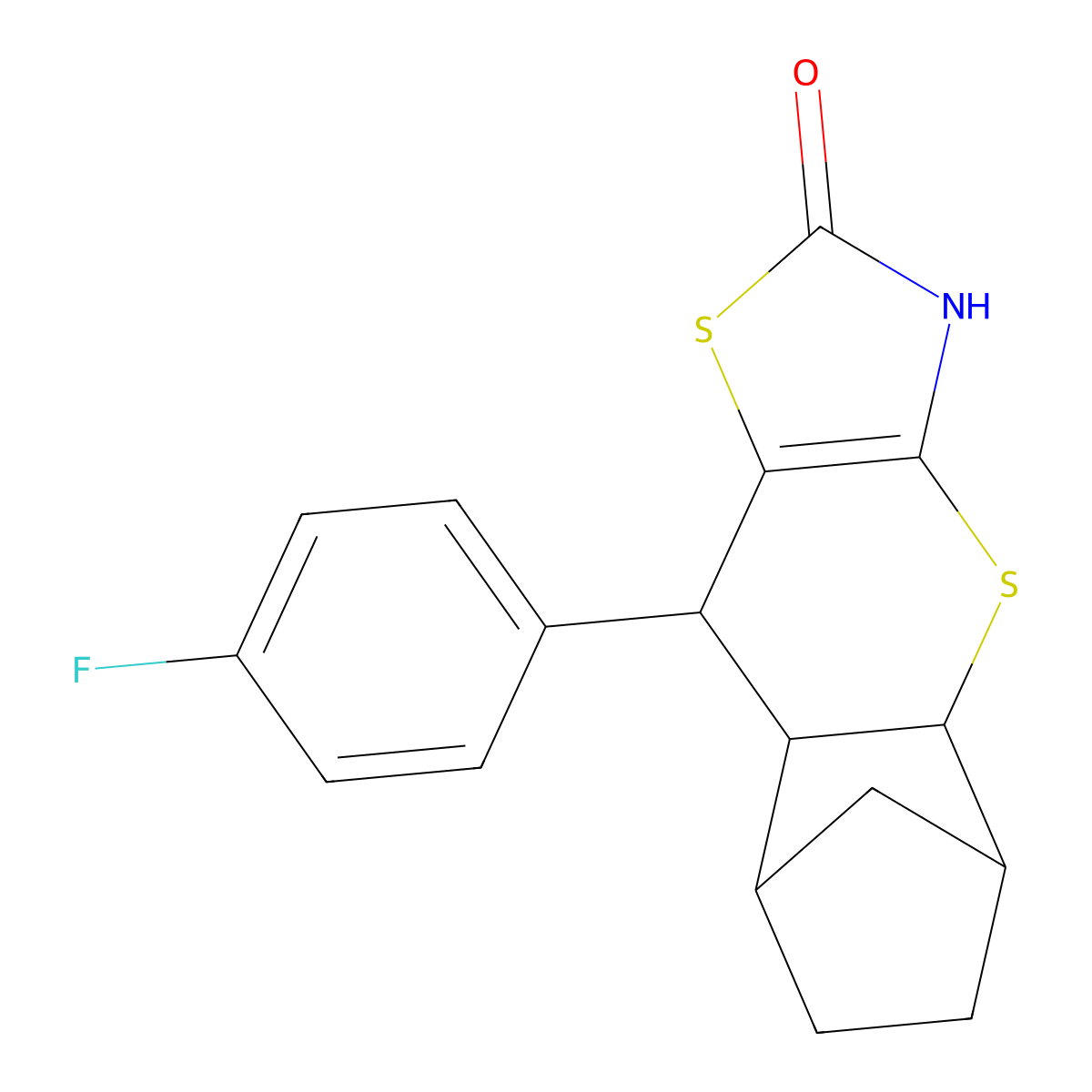 9-(4-fluorophenyl)-3,4a,5,6,7,8,8a,9-octahydro-2H-5,8-methanothiochromeno[2,3-d][1,3]thiazol-2-one molecular structure, CAS 1212413-22-3