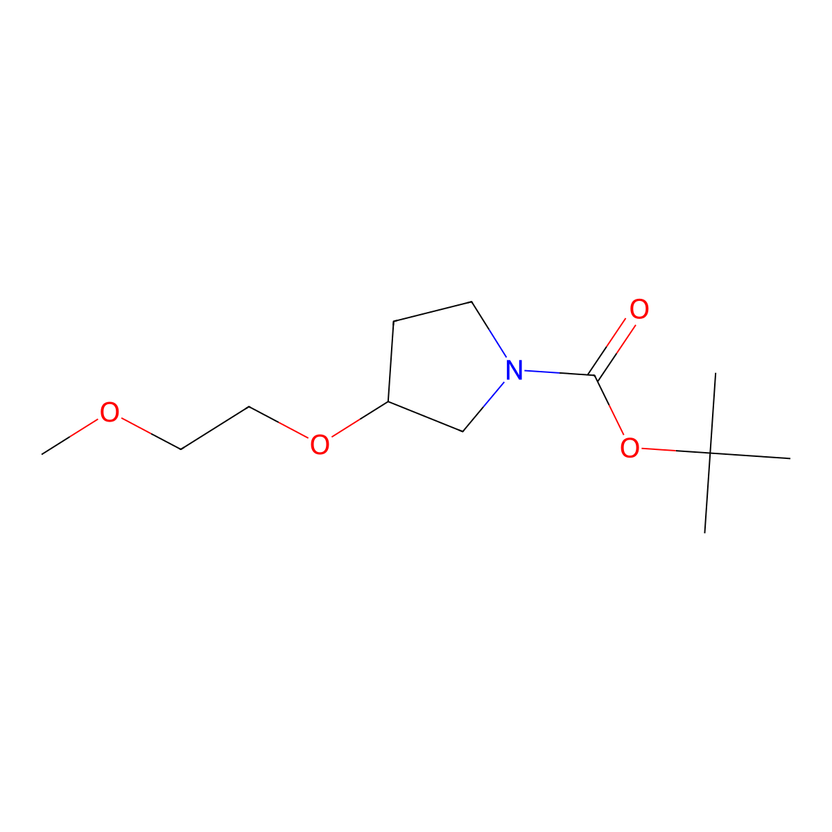 1-Boc-(R)-3-(2-methoxyethoxy)pyrrolidine molecular structure, CAS 1212413-55-2