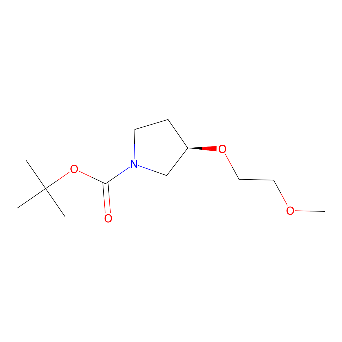 1-Boc-(R)-3-(2-methoxyethoxy)pyrrolidine molecular structure, CAS 1212413-55-2