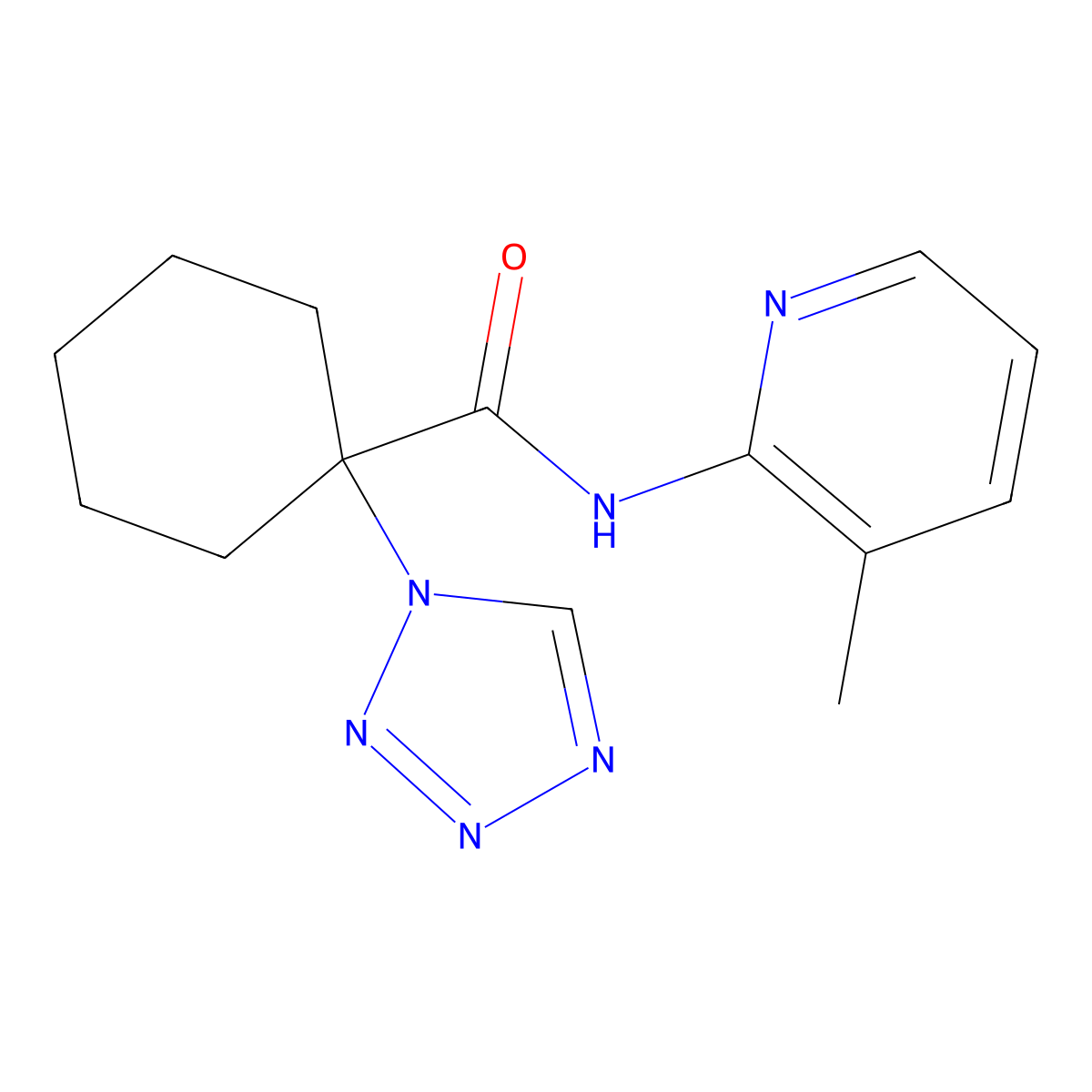 N-(3-methylpyridin-2-yl)-1-(1H-tetrazol-1-yl)cyclohexanecarboxamide molecular structure, CAS 1212417-59-8