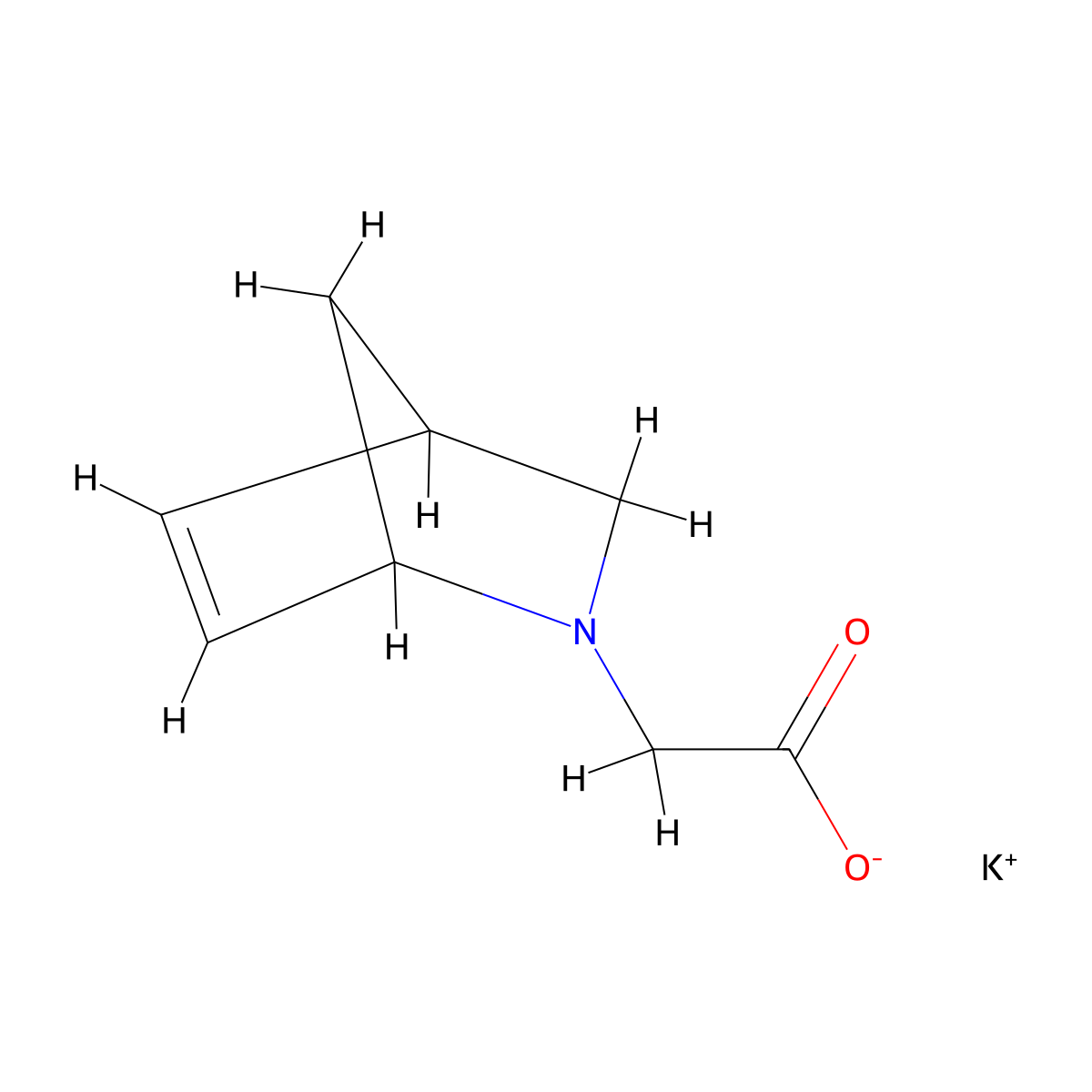 Potassium 2-{2-azabicyclo[2.2.1]hept-5-EN-2-YL}acetate molecular structure, CAS 1212418-61-5