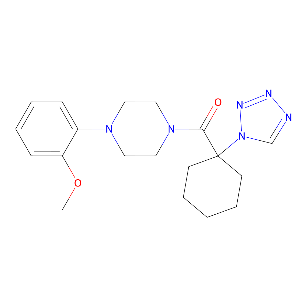 [4-(2-methoxyphenyl)piperazin-1-yl][1-(1H-tetrazol-1-yl)cyclohexyl]methanone molecular structure, CAS 1212420-49-9