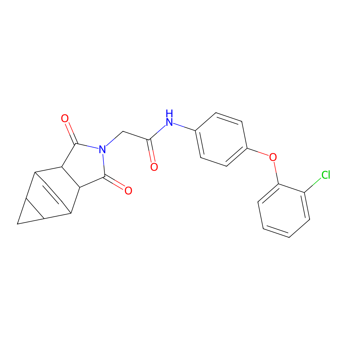 N-[4-(2-chlorophenoxy)phenyl]-2-(1,3-dioxooctahydro-4,6-ethenocyclopropa[f]isoindol-2(1H)-yl)acetamide molecular structure, CAS 1212421-93-6