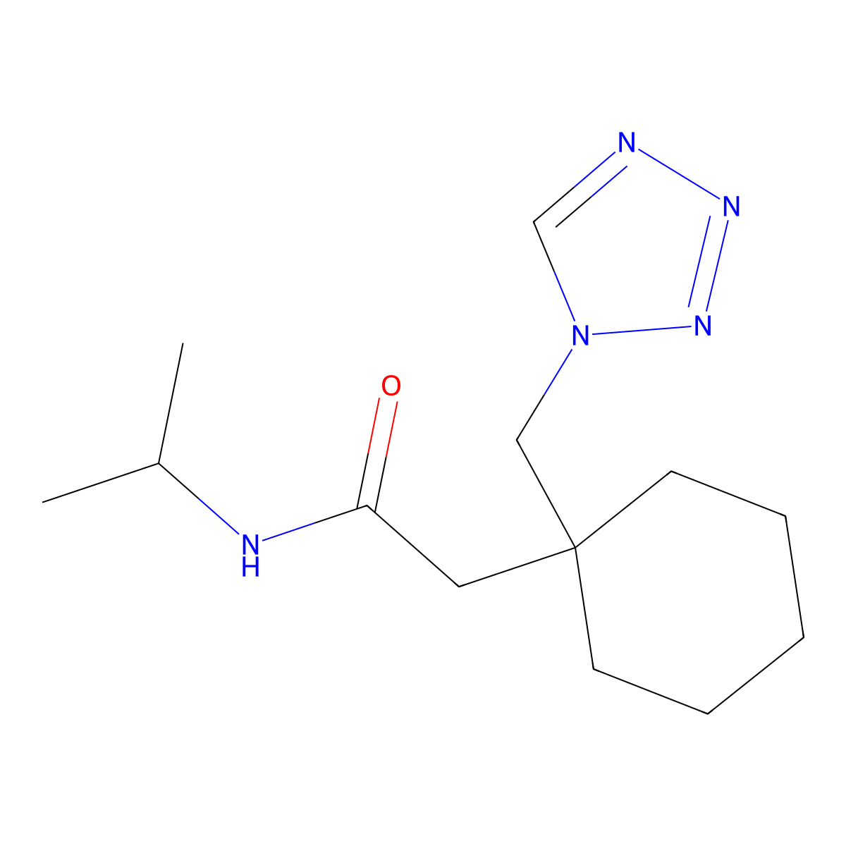 N-(propan-2-yl)-2-[1-(1H-tetrazol-1-ylmethyl)cyclohexyl]acetamide molecular structure, CAS 1212423-17-0