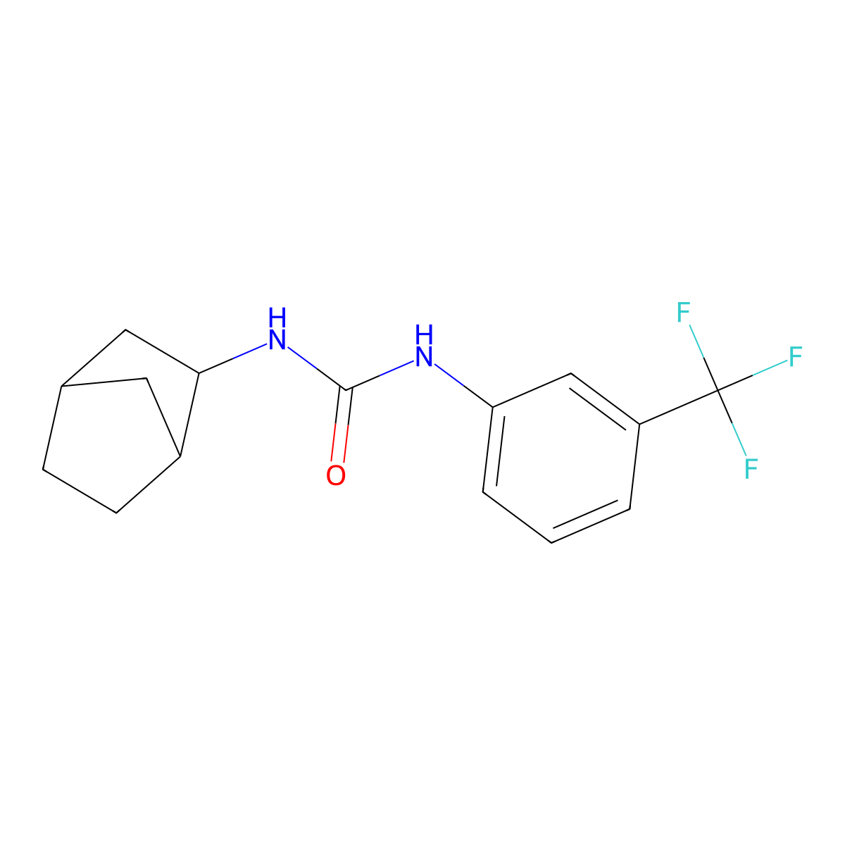 3-(Bicyclo(2.2.1)heptan-2-yl)-1-(3-(trifluoromethyl)phenyl)urea molecular structure, CAS 1212423-28-3