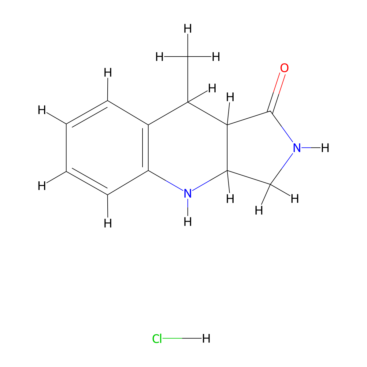 9-methyl-1H,2H,3H,3aH,4H,9H,9aH-pyrrolo(3,4-b)quinolin-1-one hydrochloride molecular structure, CAS 1212425-15-4