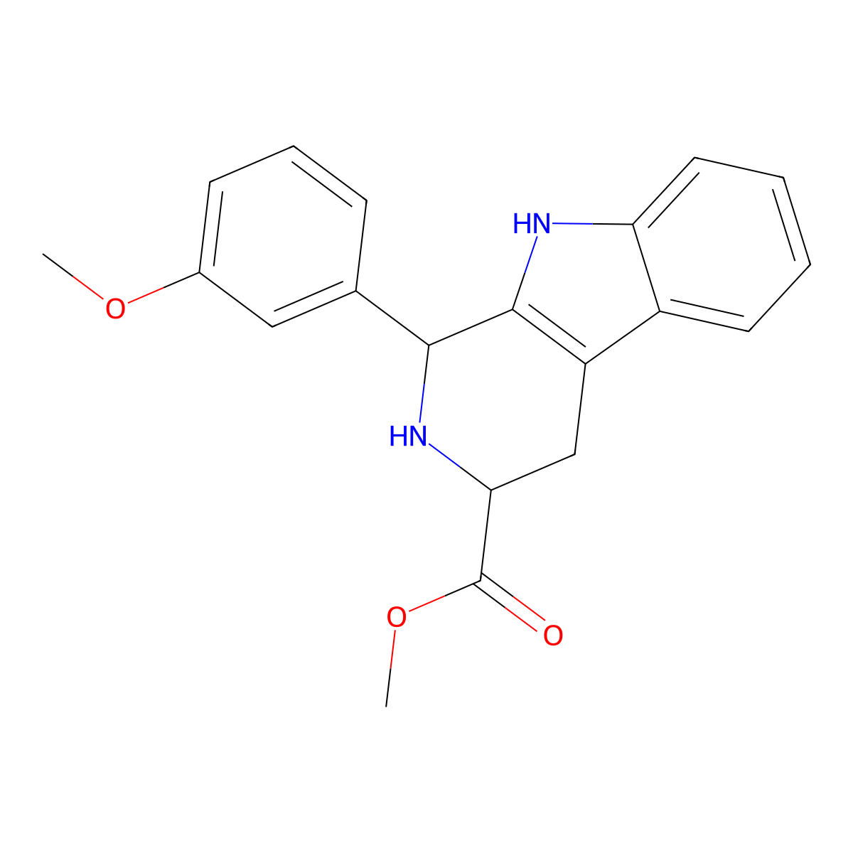 (3S)-methyl 1-(3-methoxyphenyl)-2,3,4,9-tetrahydro-1H-pyrido[3,4-b]indole-3-carboxylate molecular structure, CAS 1212426-18-0