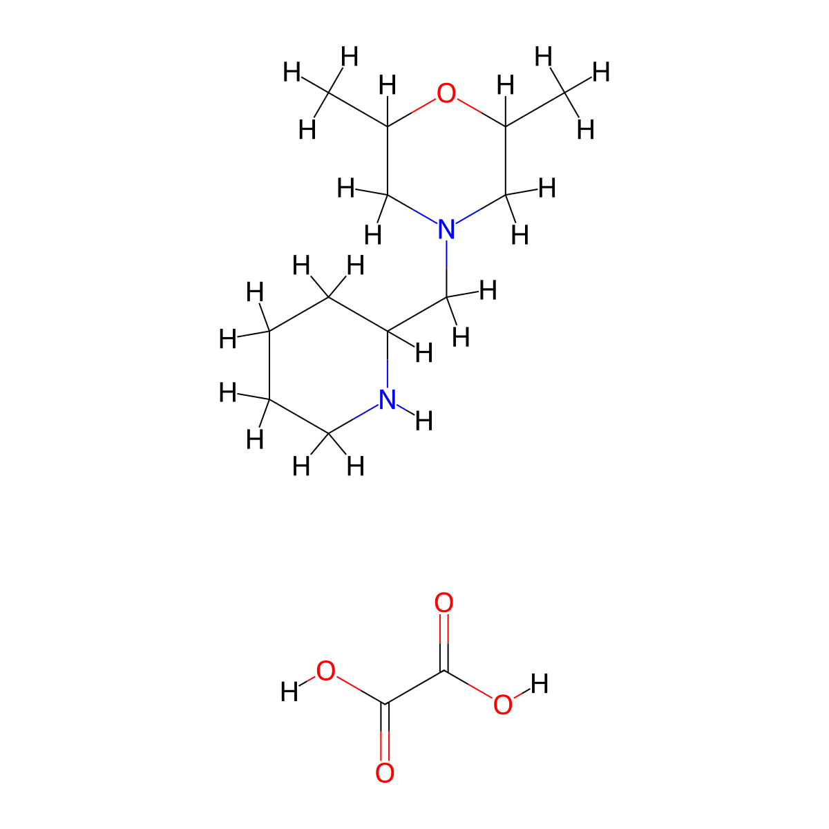 2,6-Dimethyl-4-(piperidin-2-ylmethyl)morpholine;oxalic acid molecular structure, CAS 1212426-87-3