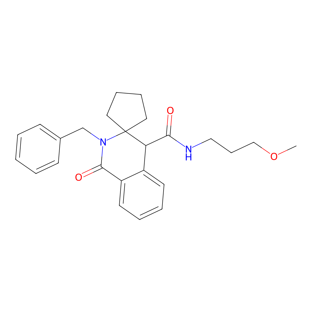 2'-benzyl-N-(3-methoxypropyl)-1'-oxo-1',4'-dihydro-2'H-spiro[cyclopentane-1,3'-isoquinoline]-4'-carboxamide molecular structure, CAS 1212428-07-3
